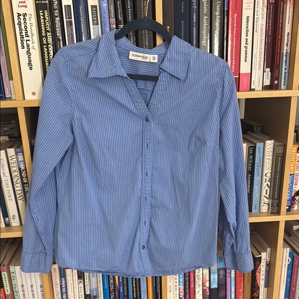 St. John's Bay Blue Striped Button Down Shirt